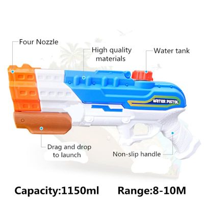 Water Gun Soaker 4 Nozzles Blaster Water Fight Swimming Pool Beach Toys 4 - Water Gun
